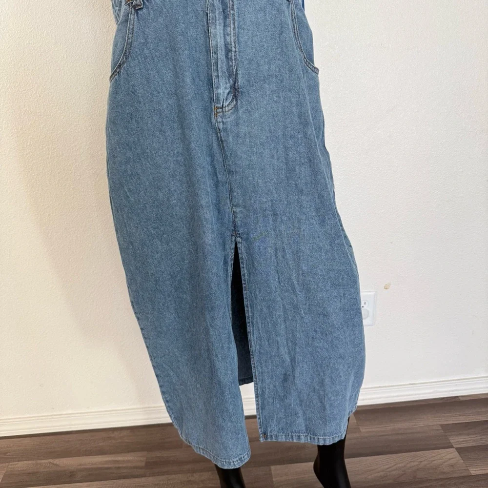 Stylish Blue Women's Jean Overalls - Picture 3 of 14
